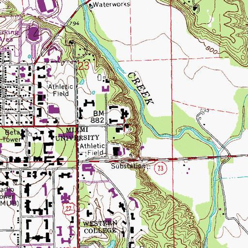 Topographic Map of East End, OH
