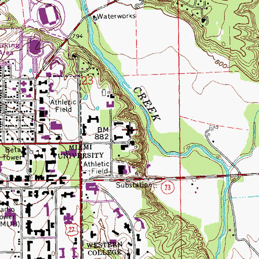 Topographic Map of Erickson Dining Hall, OH