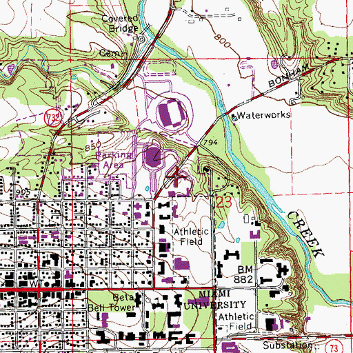 Topographic Map of Flower Hall, OH