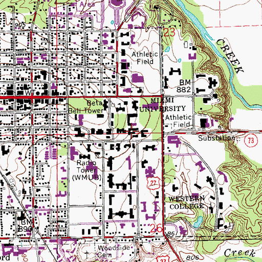 Topographic Map of Gaskill Hall, OH