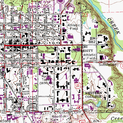 Topographic Map of Kreger Hall, OH