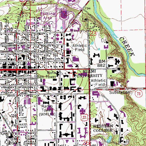 Topographic Map of Laws Hall, OH