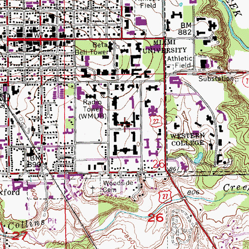 Topographic Map of MacCracken Hall, OH