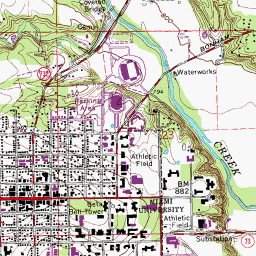 Topographic Map of Martin Dining Hall, OH
