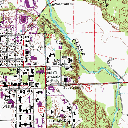 Topographic Map of McBride Hall, OH