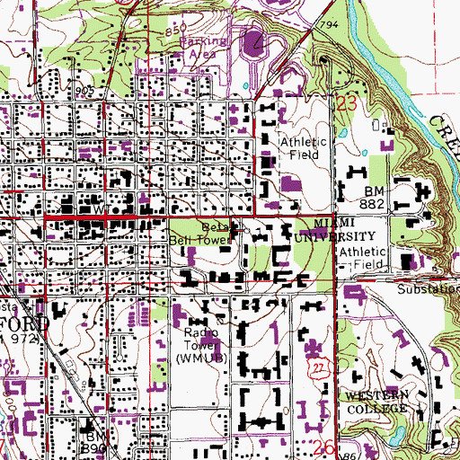 Topographic Map of Ogden Hall, OH