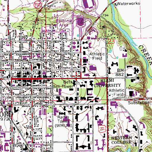 Topographic Map of Old Manse, OH