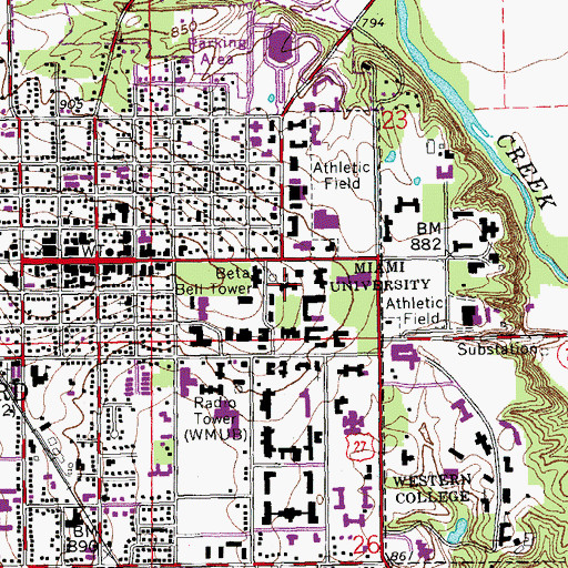 Topographic Map of Roudebush Hall, OH