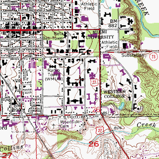 Topographic Map of Scott Hall, OH