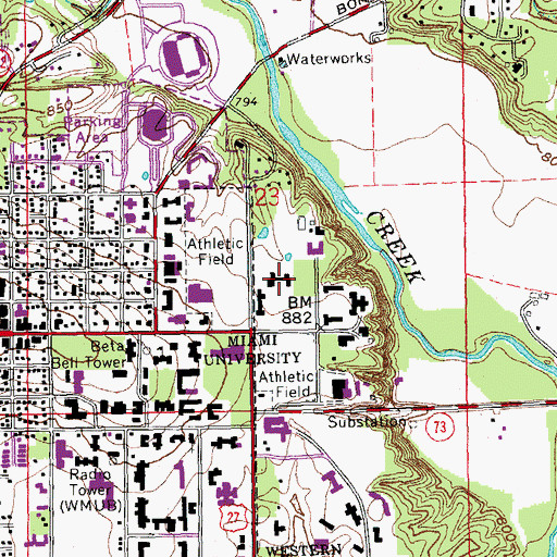 Topographic Map of Symmes Hall, OH