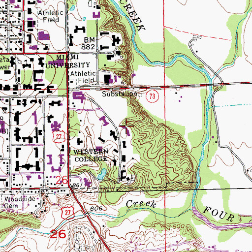Topographic Map of Thomson Hall, OH