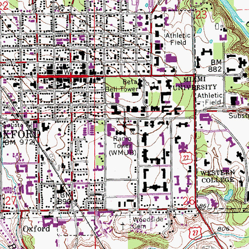 Topographic Map of Wells Hall, OH