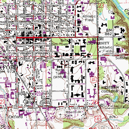 Topographic Map of Williams Hall, OH