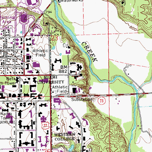 Topographic Map of Wilson Hall, OH