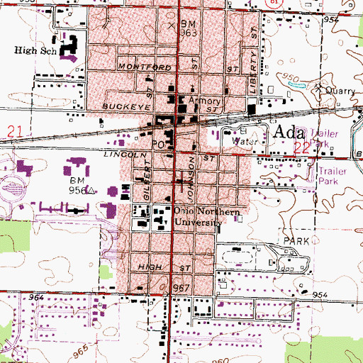 Topographic Map of First Church of Christ, OH
