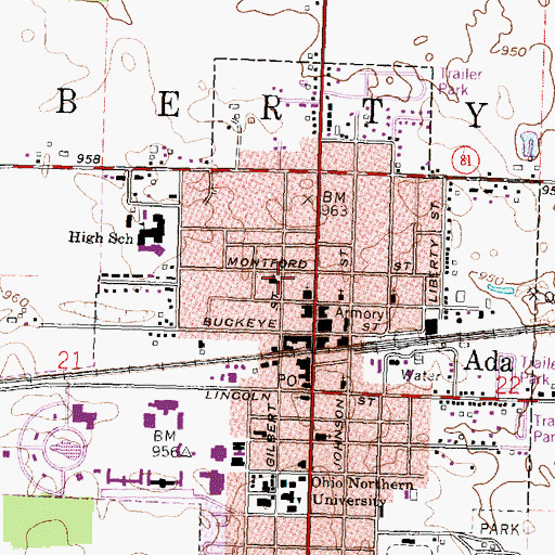 Topographic Map of Grace Gospel Church, OH