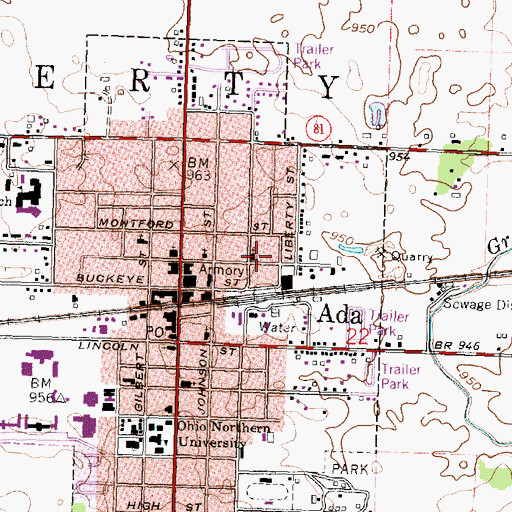Topographic Map of Our Lady of Lourdes Roman Catholic Church, OH