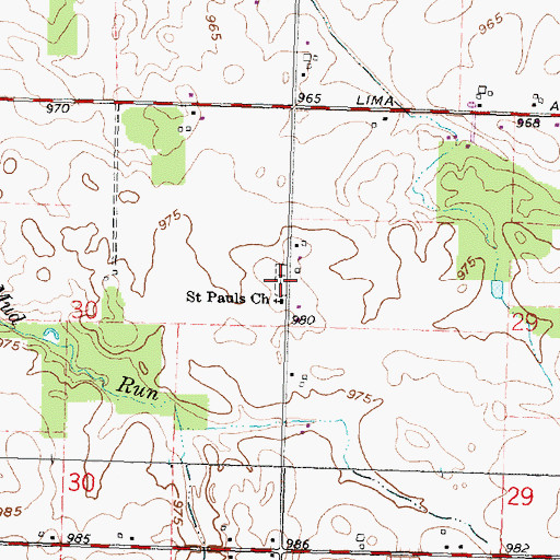 Topographic Map of Saint Johns Cemetery, OH