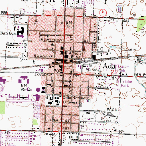 Topographic Map of Saint Marks Lutheran Church, OH