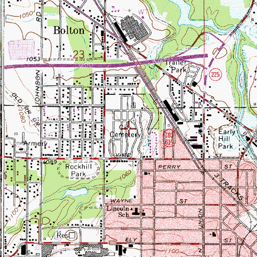 Topographic Map of Alliance City Cemetery, OH