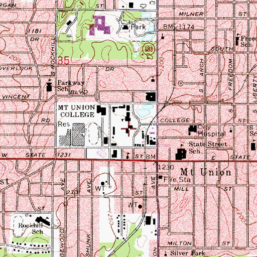 Topographic Map of Chapman Hall, OH