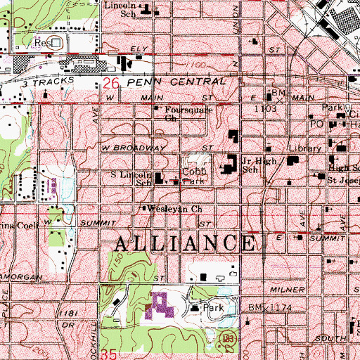 Topographic Map of Church of God, OH