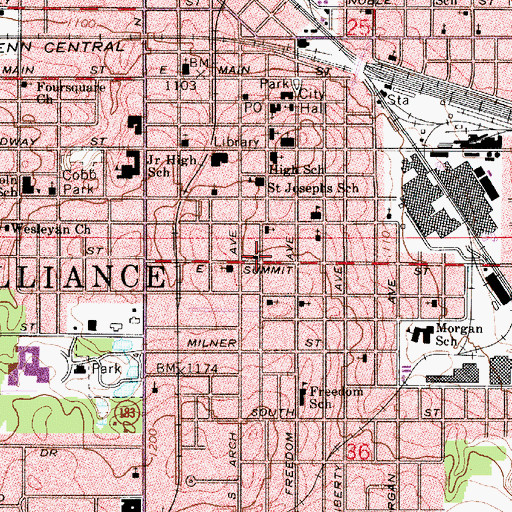 Topographic Map of Church of the Nazarene, OH