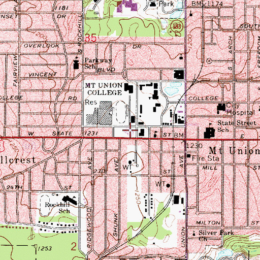 Topographic Map of Clarke Observatory (historical), OH