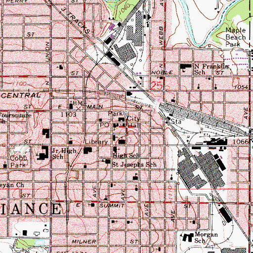 Topographic Map of First Baptist Church, OH