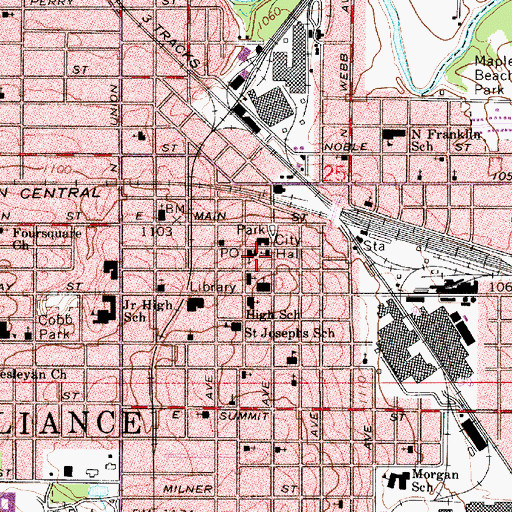Topographic Map of First Presbyterian Church, OH