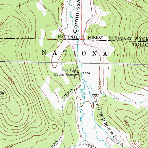 Topographic Map of Hog Park Guard Station, CO