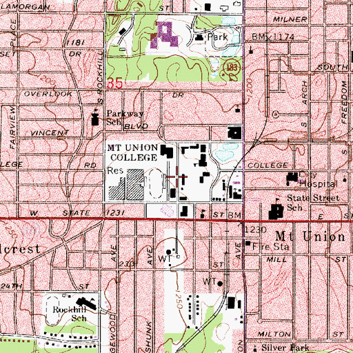 Topographic Map of Morgan Gymnasium (historical), OH
