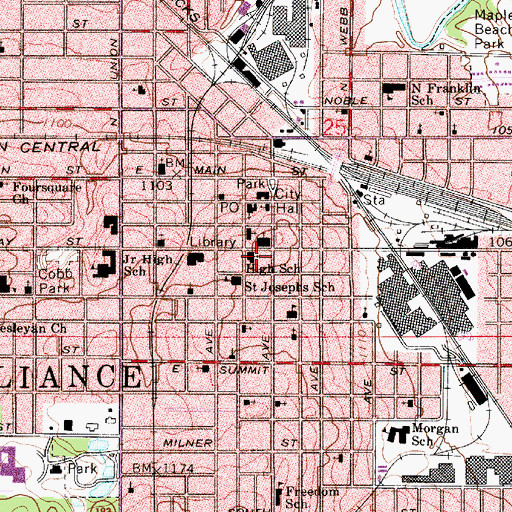 Topographic Map of Saint Josephs Roman Catholic Church, OH