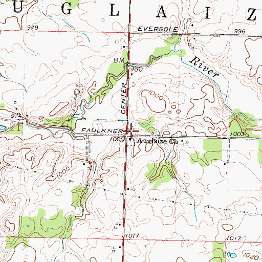 Topographic Map of Auglaize Cemetery, OH