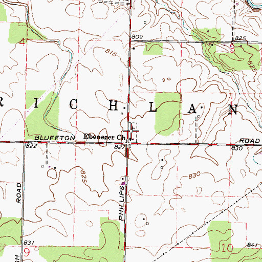 Topographic Map of Ebenezer Cemetery, OH