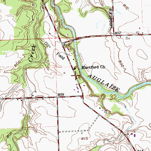 Topographic Map of Hartford Cemetery, OH