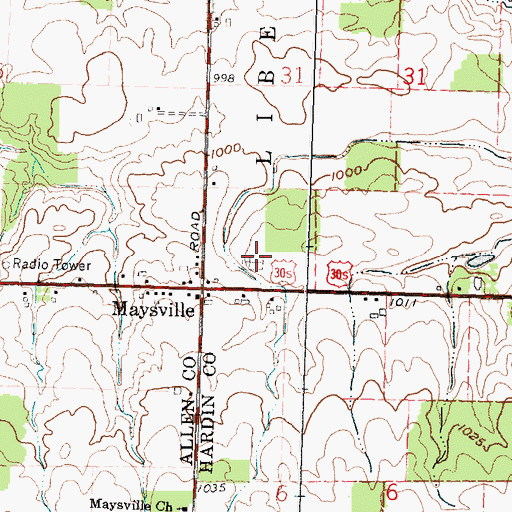 Topographic Map of Maysville Cemetery, OH