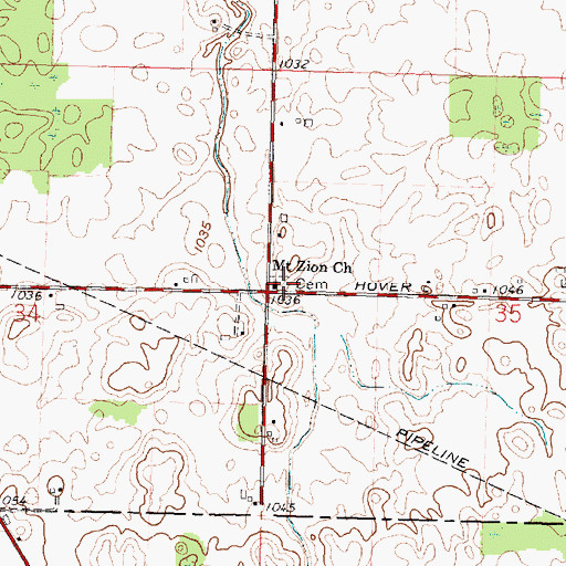 Topographic Map of Mount Zion Cemetery, OH