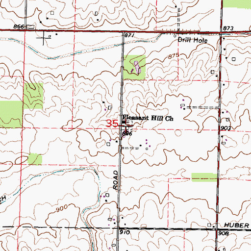 Topographic Map of Pleasant Hill Cemetery, OH