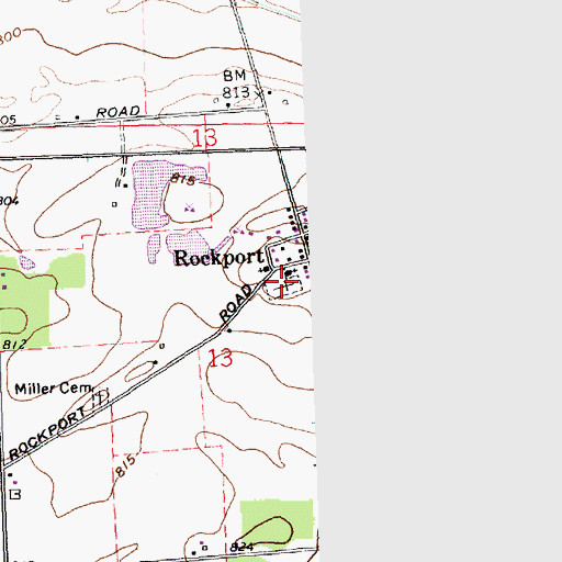 Topographic Map of Rockport Presbyterian Cemetery, OH