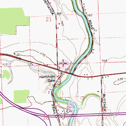 Topographic Map of Saint Johns Catholic Cemetery, OH