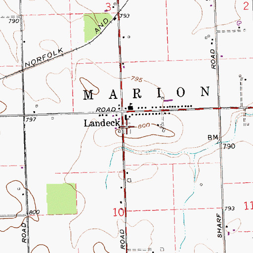 Topographic Map of Saint Johns Cemetery, OH