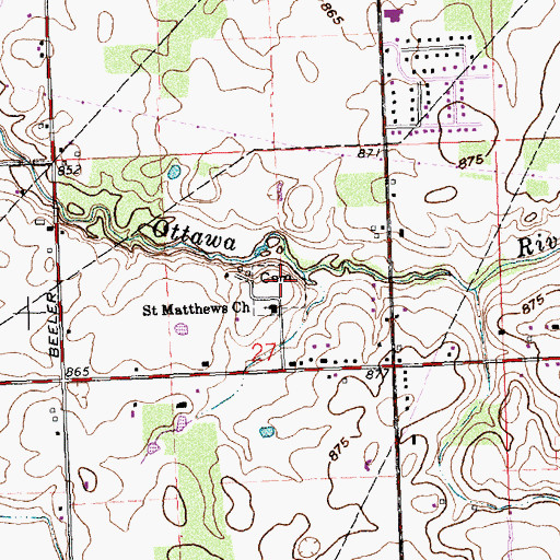 Topographic Map of Saint Mathews Evangelical Lutheran Cemetery, OH