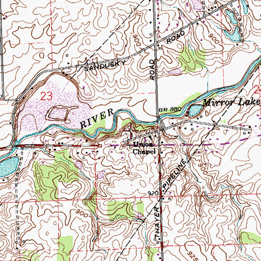 Topographic Map of Union Chapel Cemetery, OH