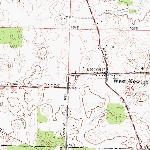 Topographic Map of West Newton Cemetery, OH
