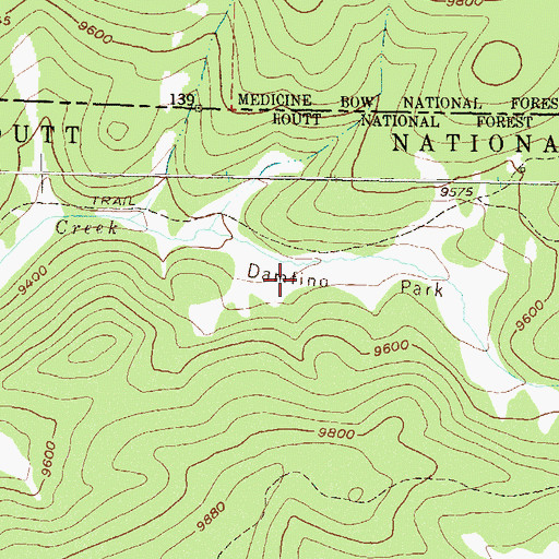 Topographic Map of Damfino Park, CO