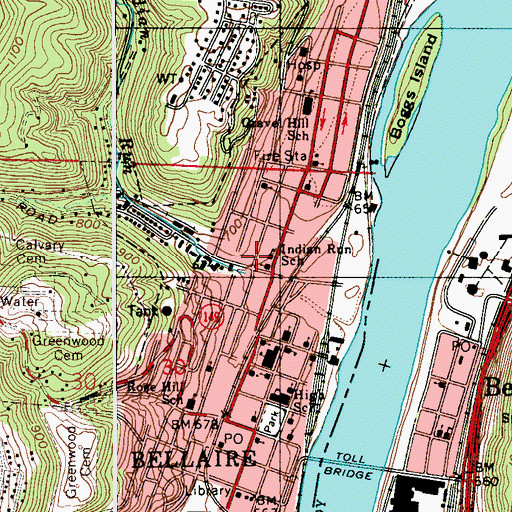 Topographic Map of Bohemian Hall, OH