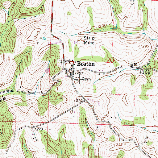 Topographic Map of Boston Cemetery, OH
