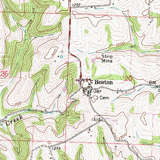 Topographic Map of Boston Cemetery, OH
