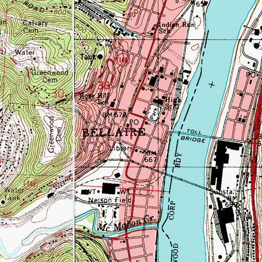 Topographic Map of Central Fire Station, OH